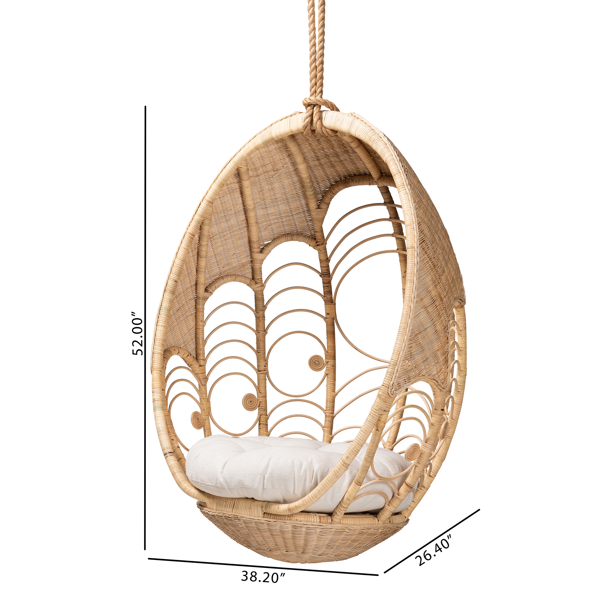 Brown rattan online hanging chair